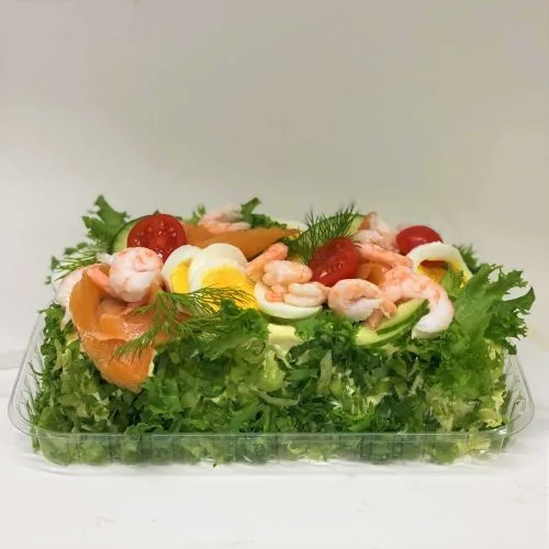Smørbrødkake reker og røkelaks 2 pers
