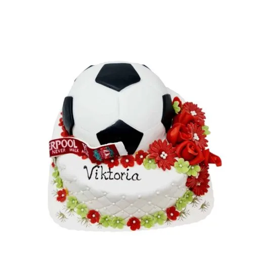 Fotballkake med blomster