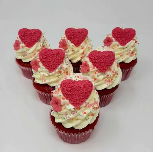 Hjerte-cupcakes 6 pk.