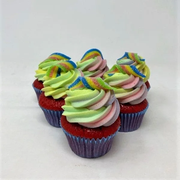 Regnbue-cupcakes 6 pk.