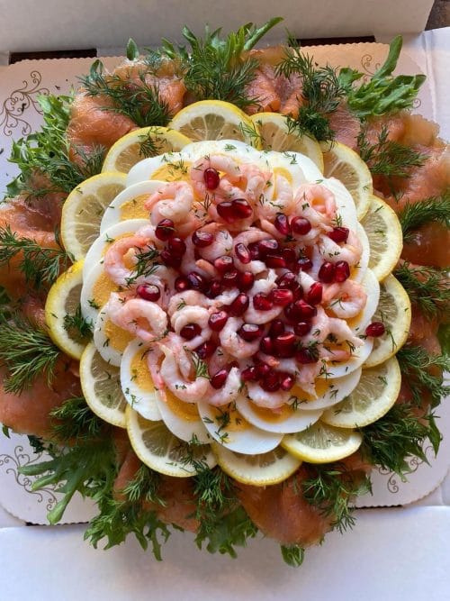 Smørbrødkake m. Reker og laks